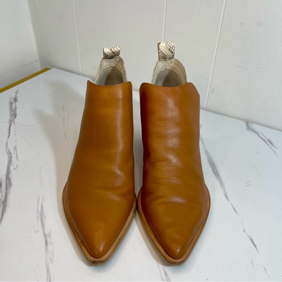 Dolce Vita Sonni ankle booties tan leather pointed toe snakeskin print heel 7.5 - Picture 4 of 11